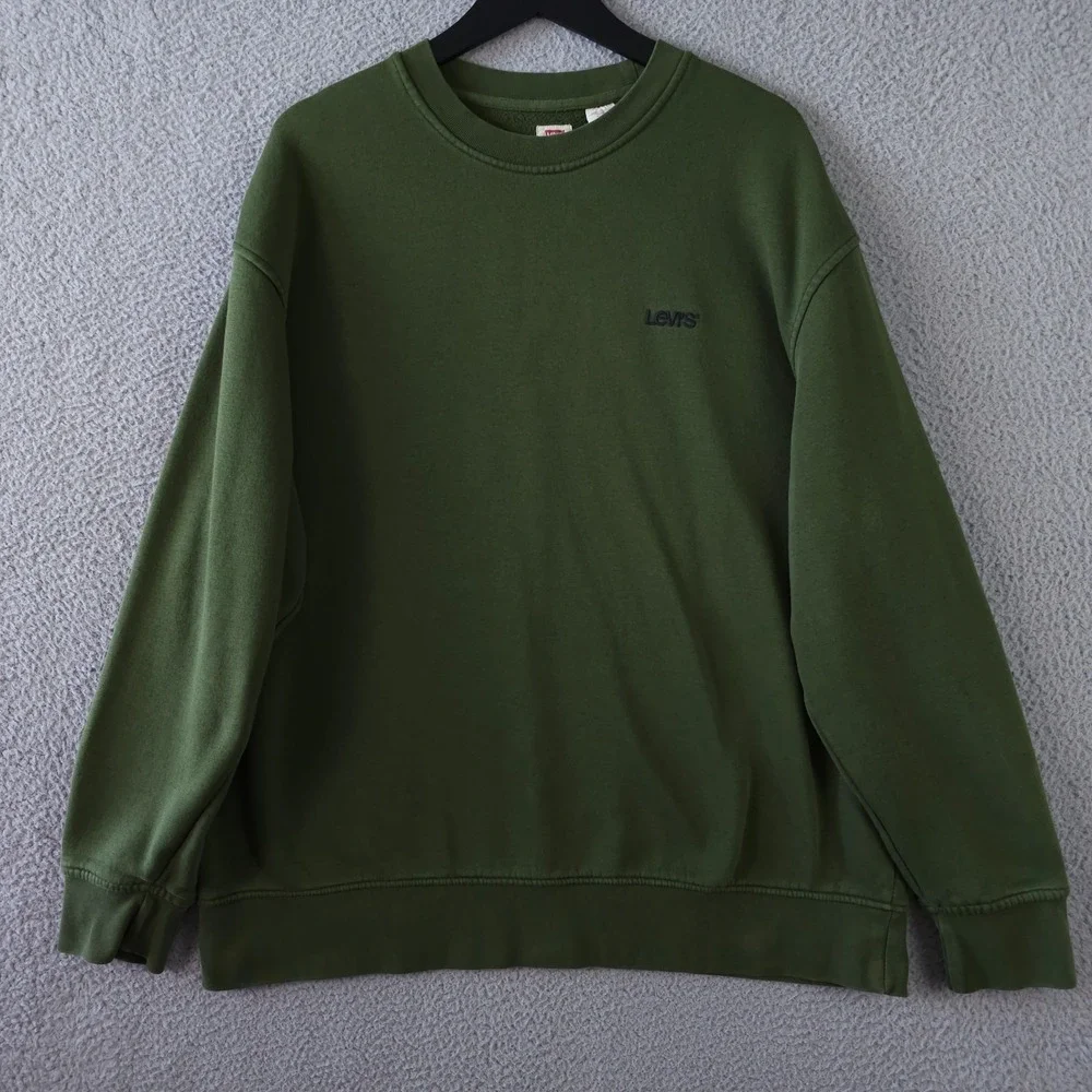 Levis Sweatshirt Mens XL Green Relaxed Fit Seasonal Crew Neck Pullover Fleece